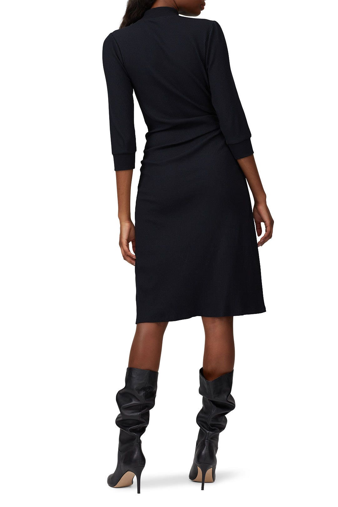 Black Long Sleeve Tie Knot Dress by KINLY 2