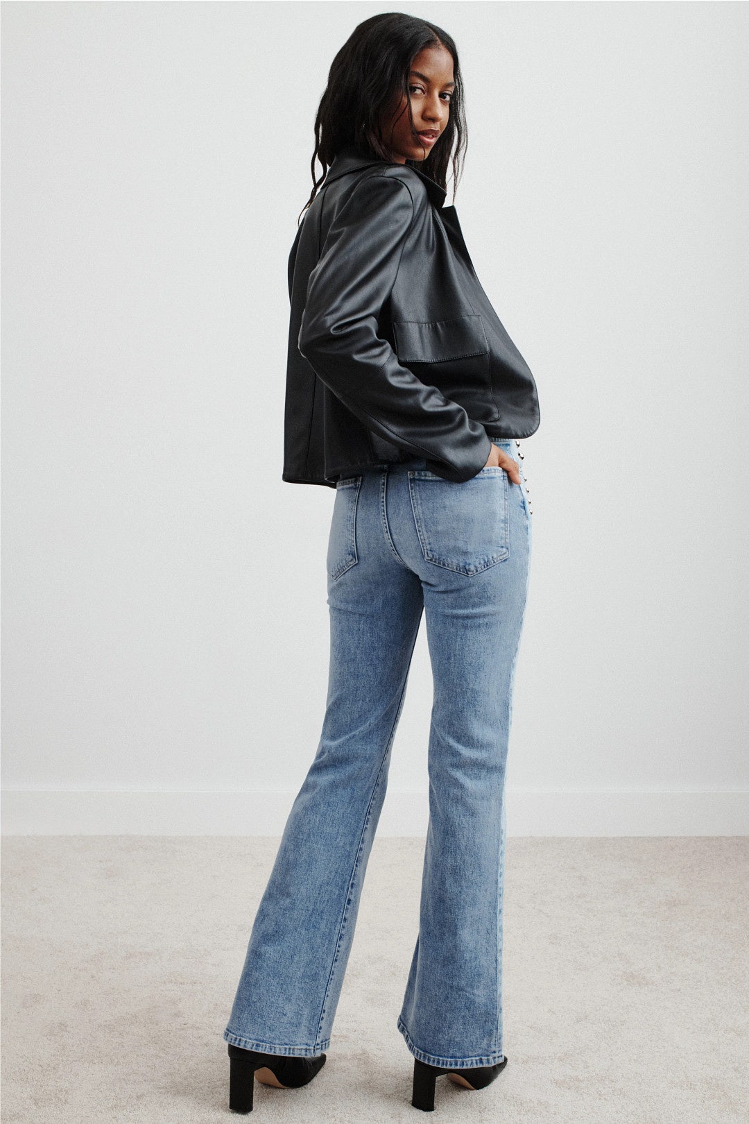 Studded Farah Flare High Rise Jeans by LE JEAN 2