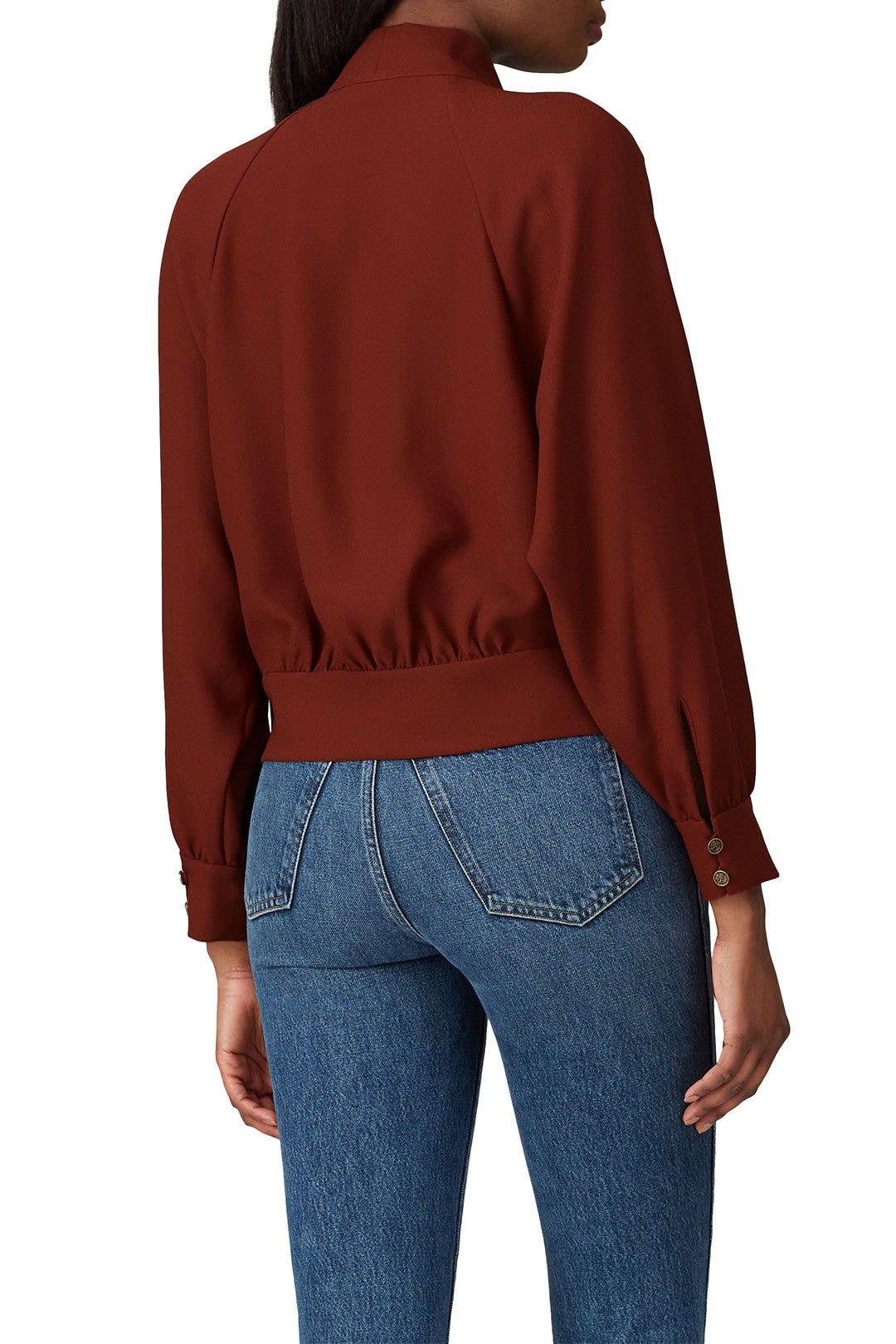 Brown Satin Tie Neck Blouse by Coach 2