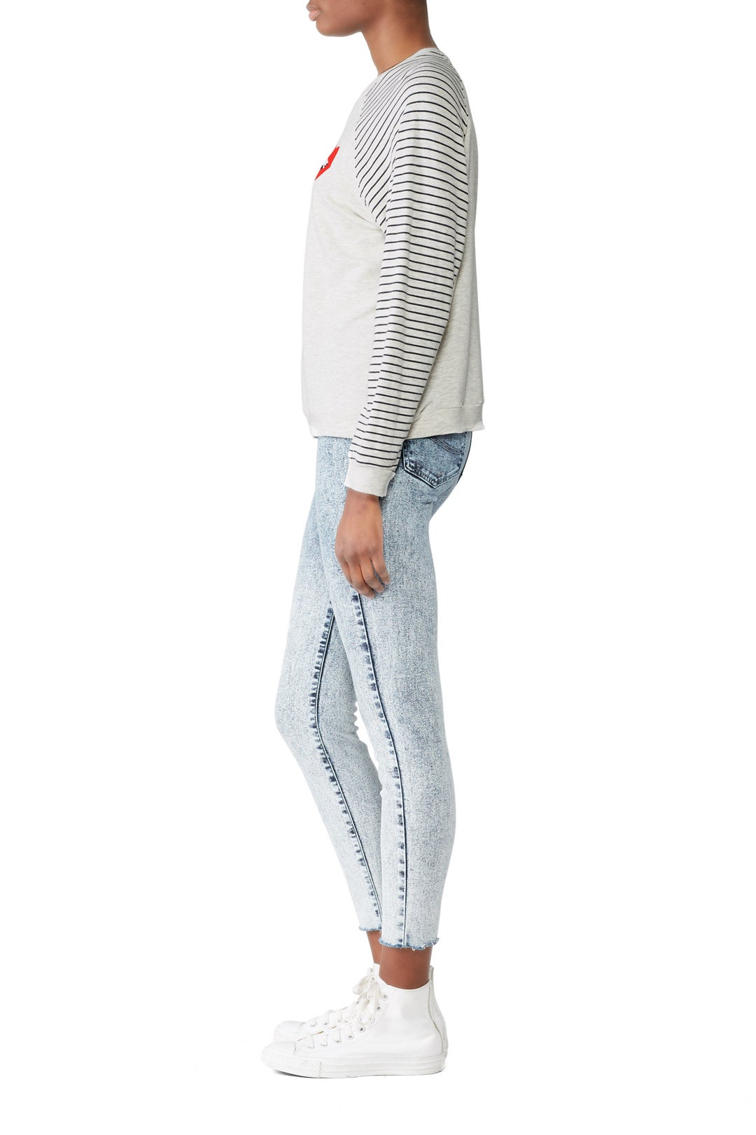 Lips Pinstripe Raglan Pullover by MONROW 1