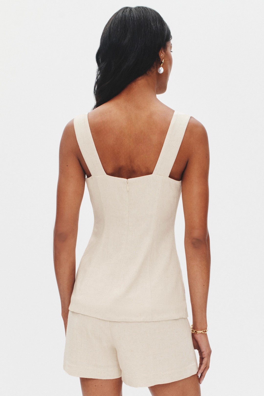 Sleeveless Linen Square Neck Top by Moon River 2