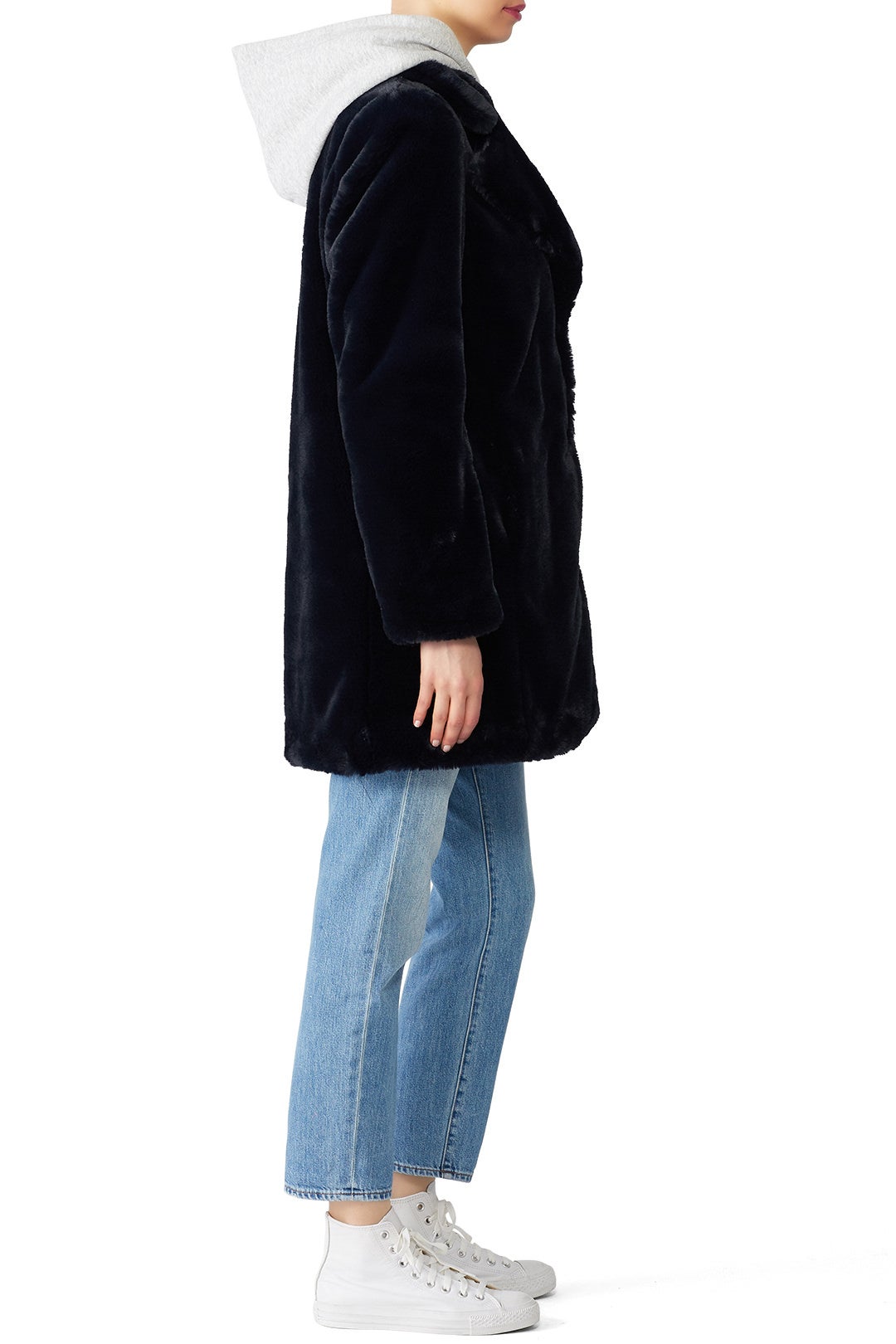 Dark Blue Faux Fur Coat by KENDALL + KYLIE 2