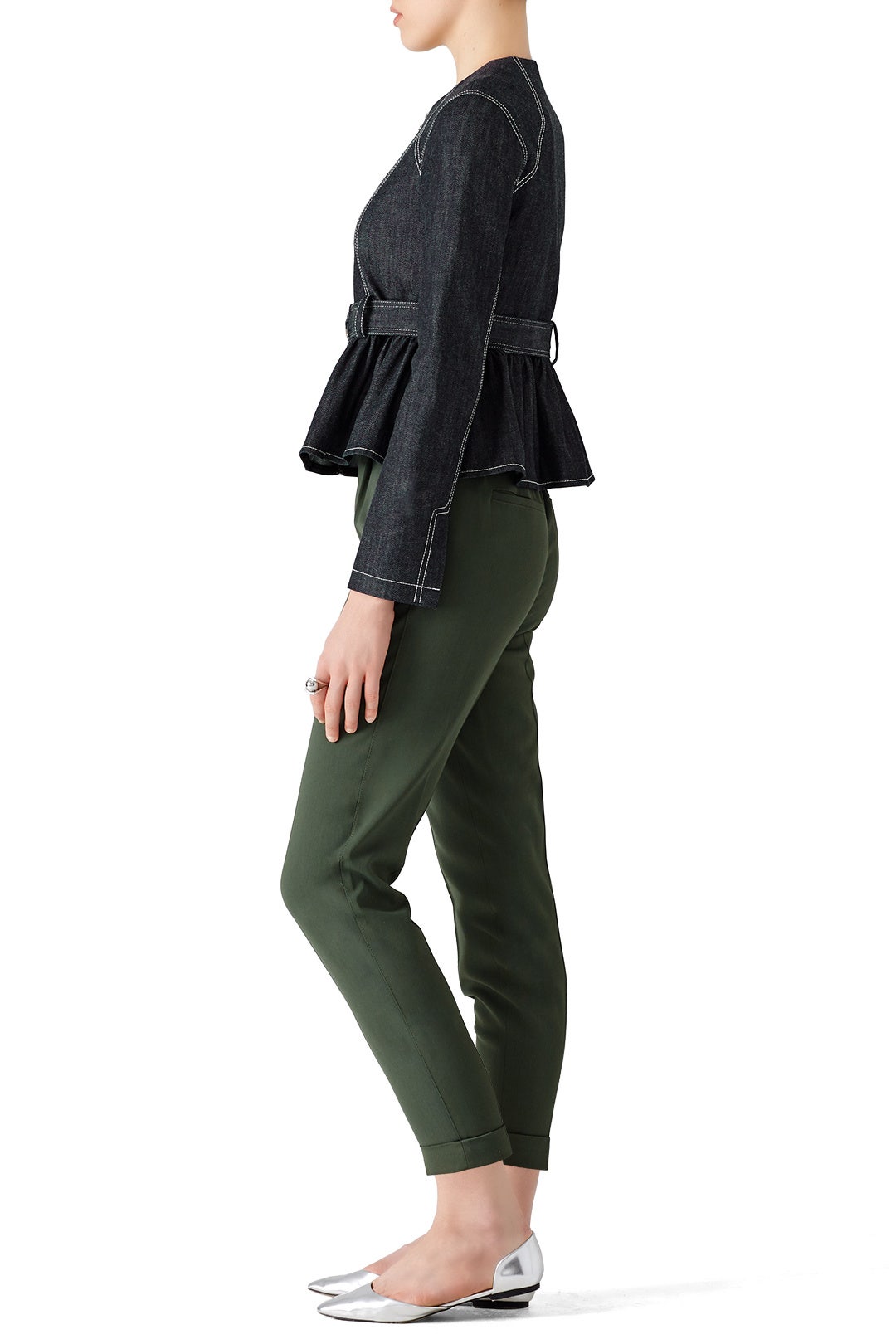 Denim Peplum Belted Jacket by Derek Lam 10 Crosby 1