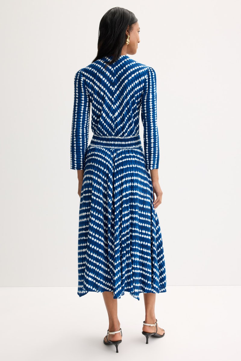 Blue Printed 3/4 Length Sleeve Midi Dress by Maje - Photo 2