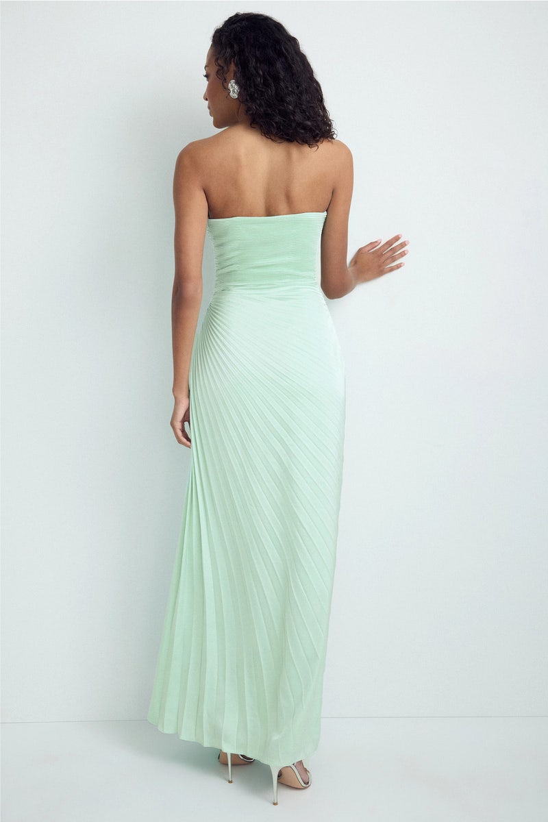 mac duggal pleated charmeuse strapless tiered maxi dress Mac Duggal Pleated Charmeuse Strapless Tiered Maxi Dress