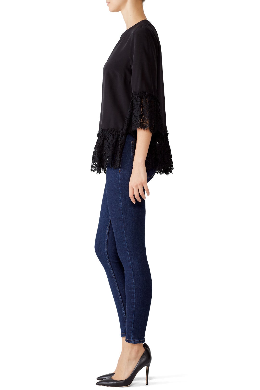 Black Lace Bell Sleeve Top by Nicole Miller 2