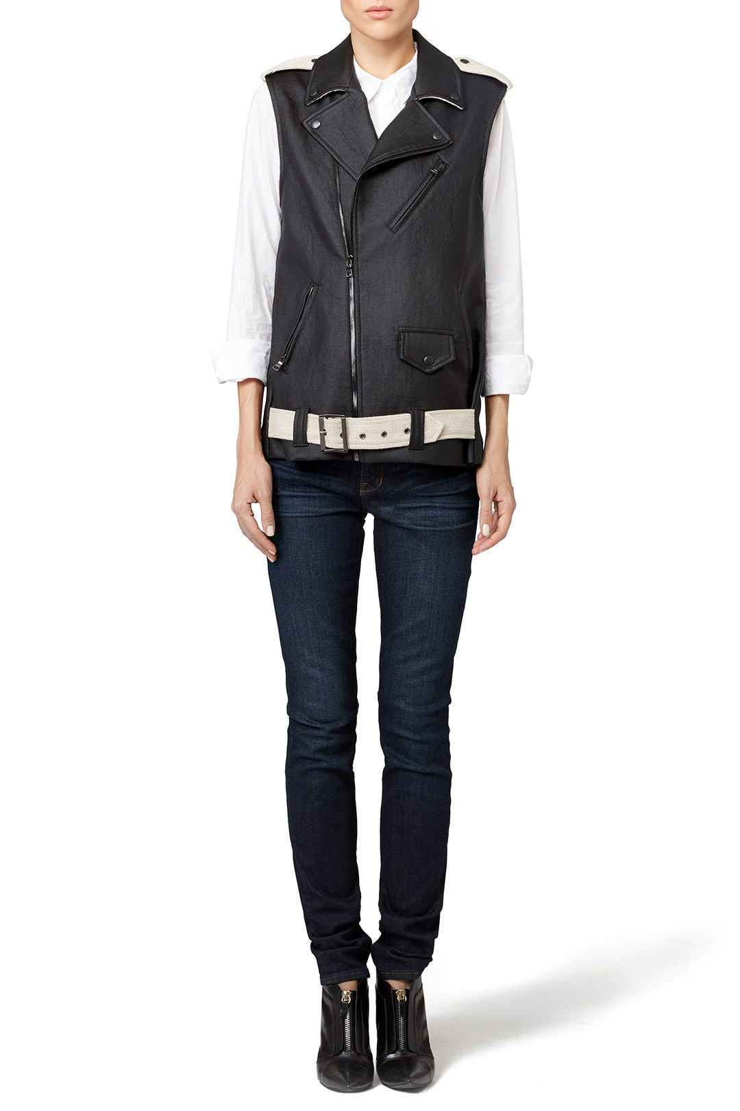 Contrast Moto Vest by Laveer 0