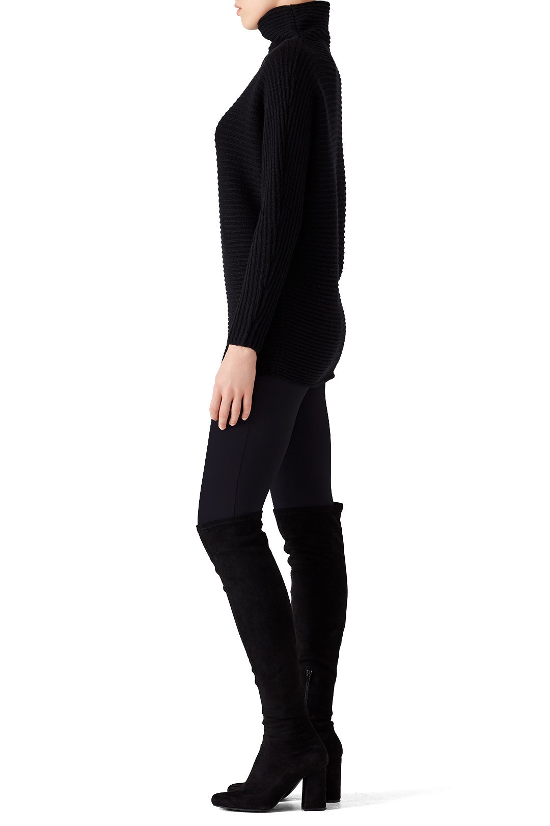 Black Mock Sweater by HALSTON 1