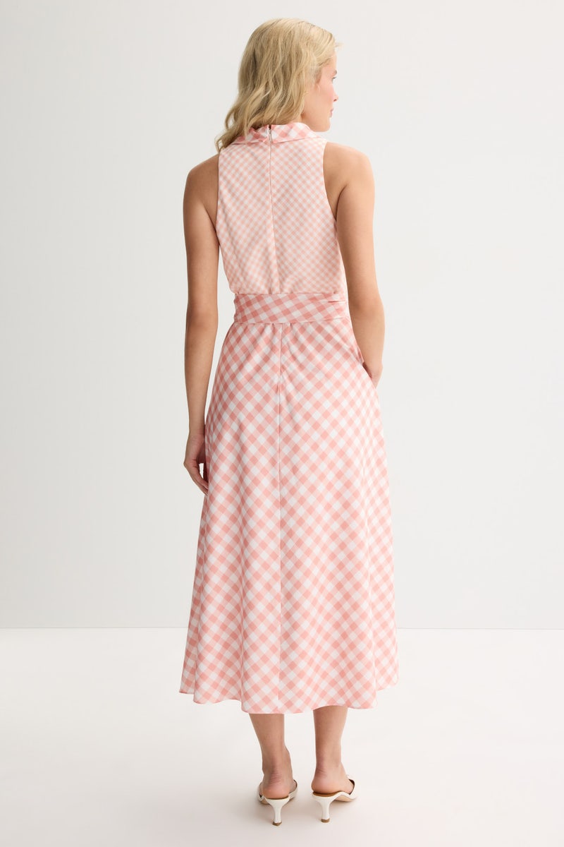 Gingham Halter Midi Dress by Badgley Mischka - Photo 2