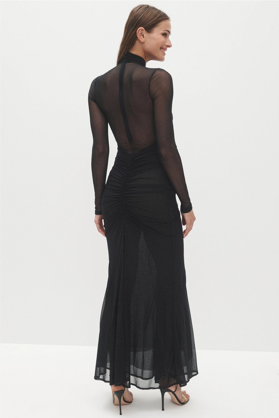 Mesh Halter Ruched Gown by LAPOINTE 2