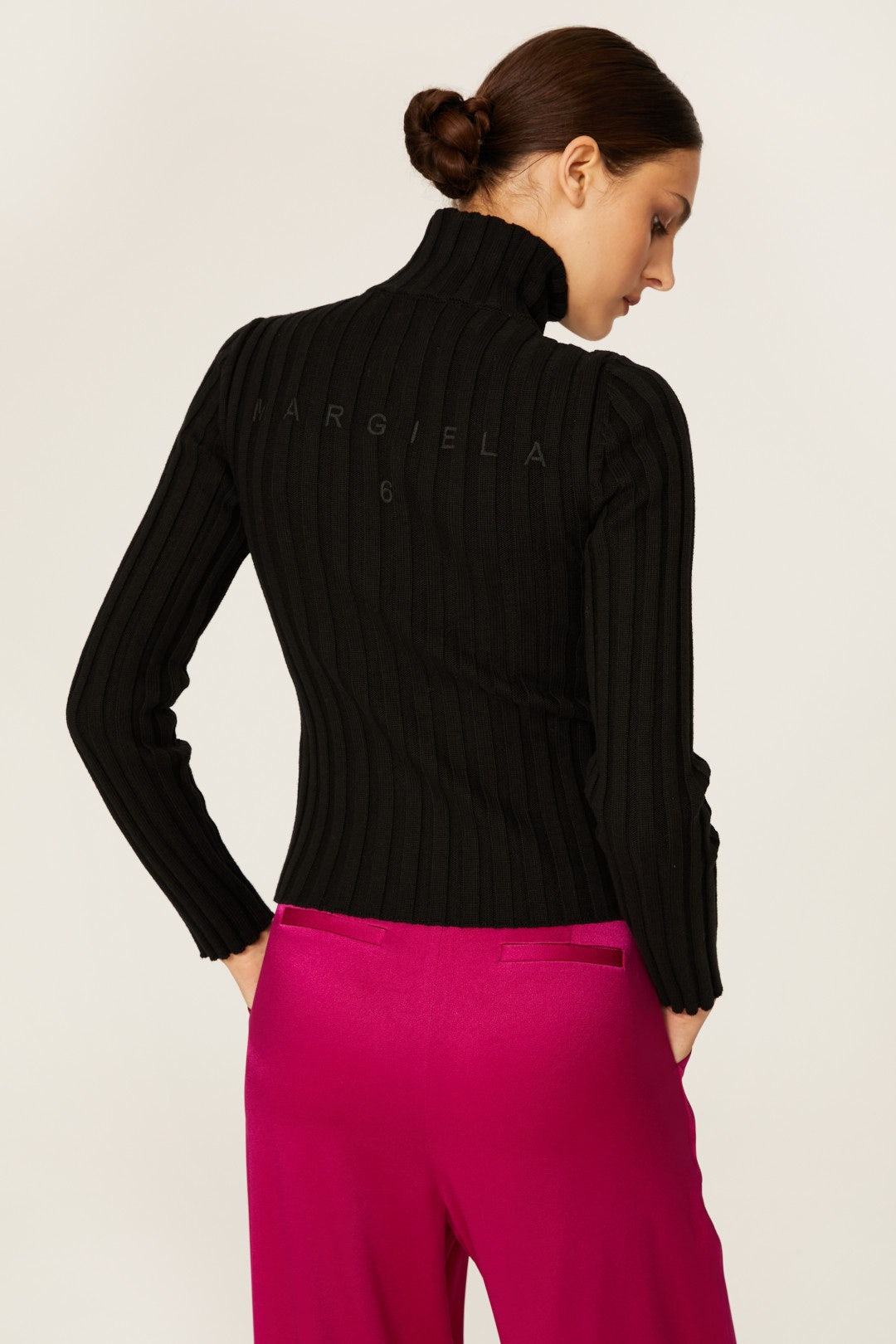 Black Ribbed Zip Pullover by MM6 Maison Margiela 2