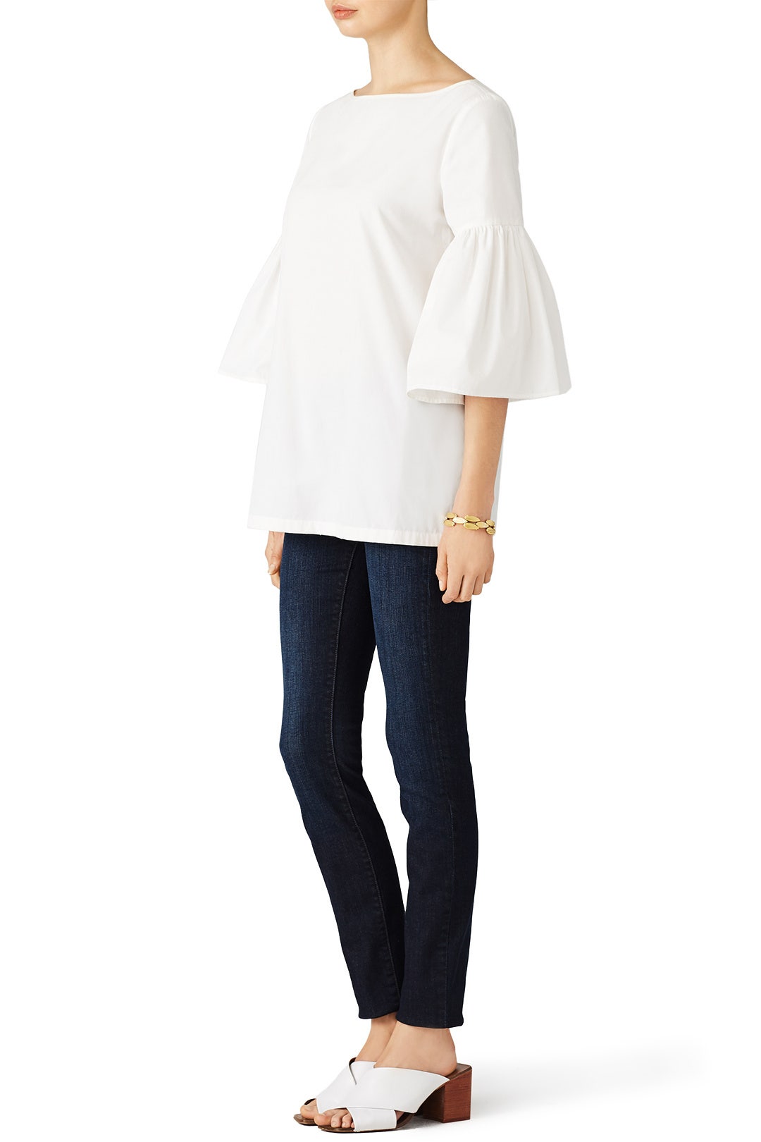White Cotton Bell Sleeve Tunic by Suno 2