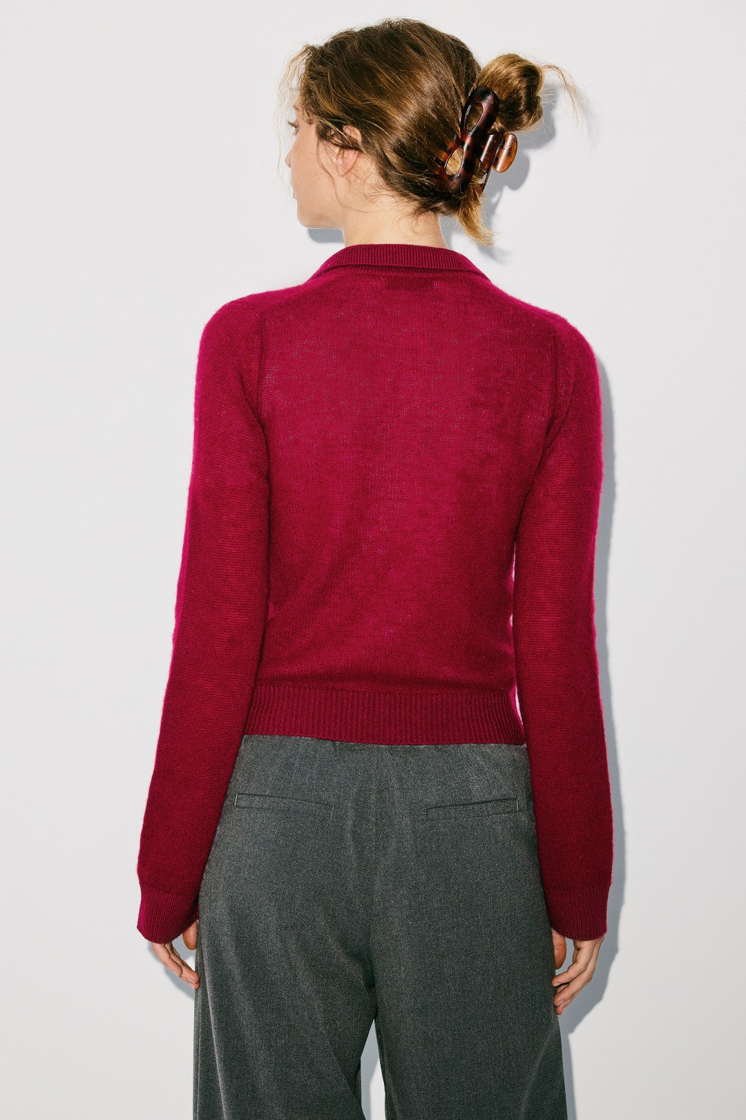 Cranberry Long Sleeve Polo by NAADAM 2
