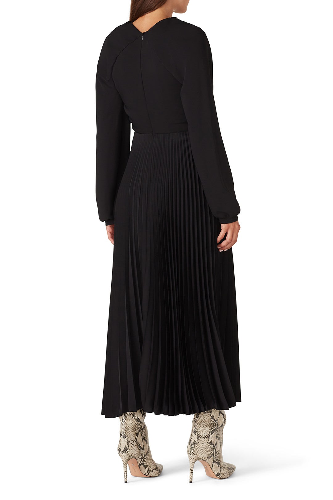 Black Long Sleeves Pleated Dress by Patou 2