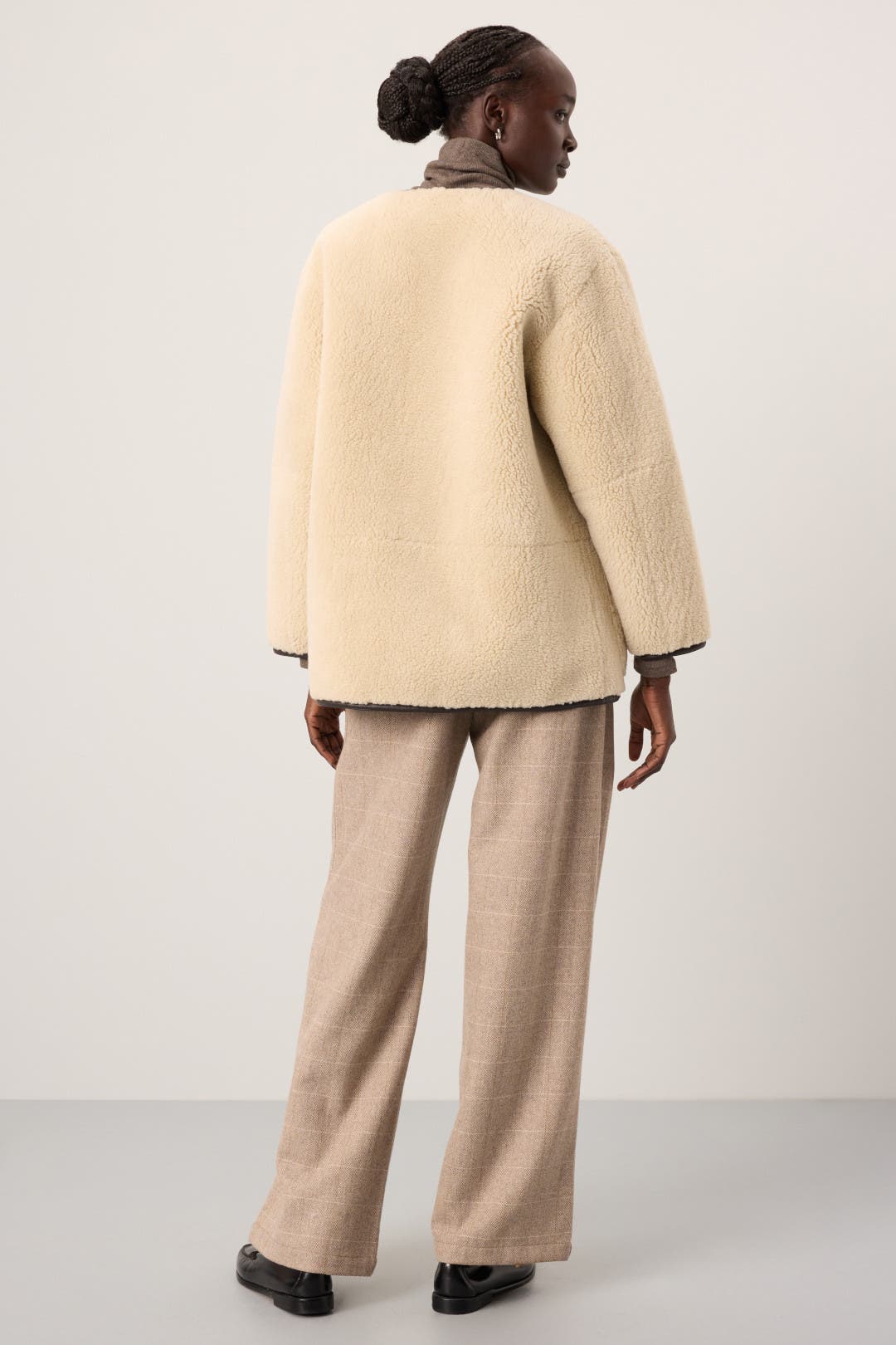 ★Dunst★ COLLARLESS BUCKLED SHEARLING JACKET CREAM_UDJU4D22 Collarless Buckled Shearling Jacket by DUNST | Rent the Runway