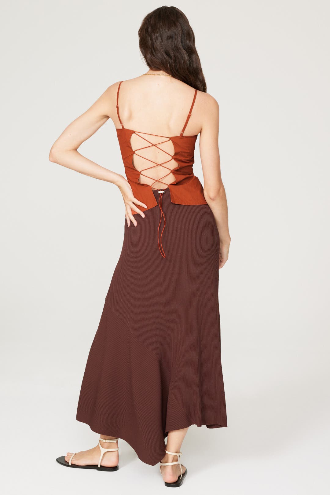 トップス theredthread V layered camisole dress THEREDTHREAD / ザレッドスレッド】S ray camisole plain