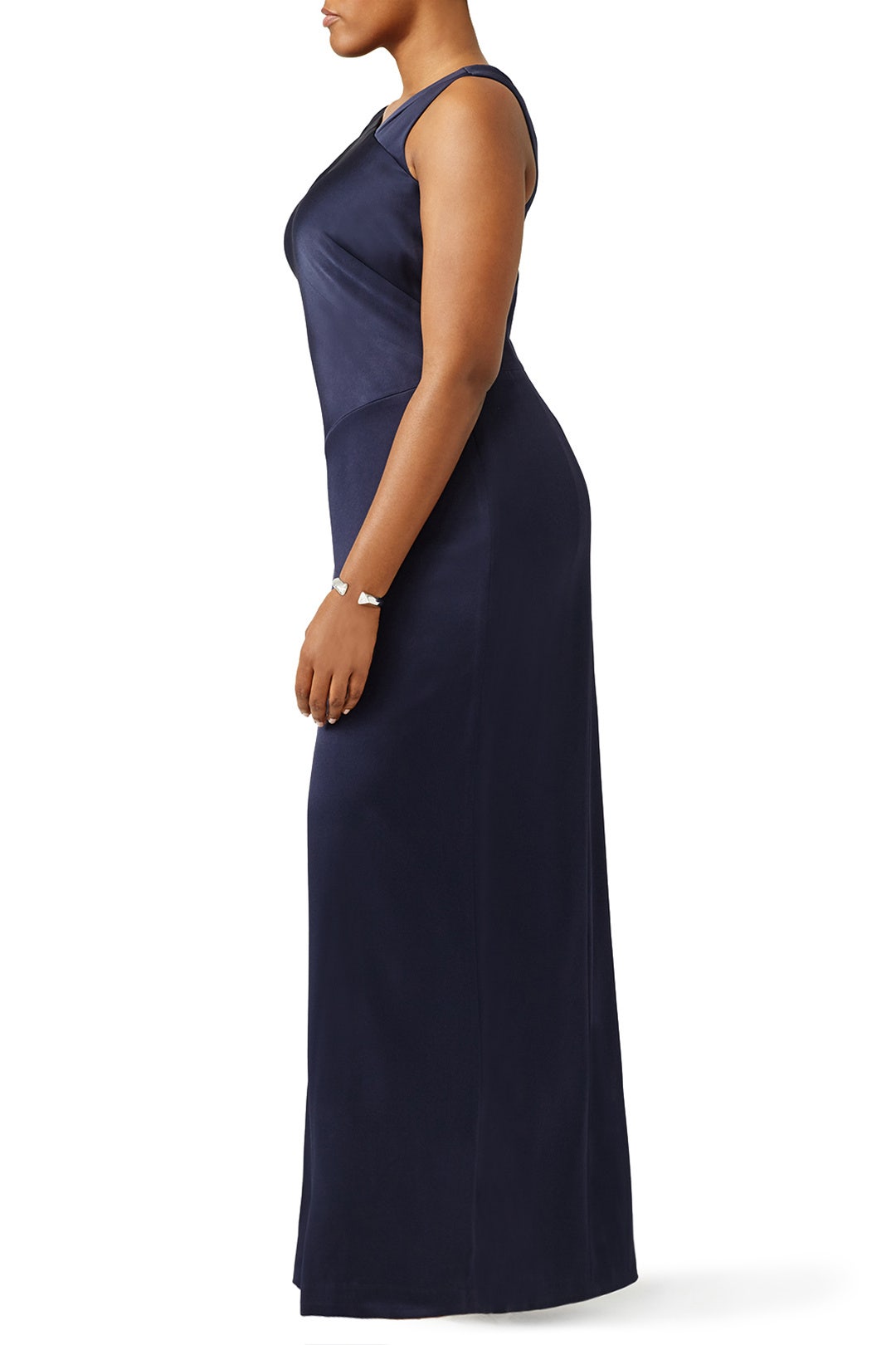 Navy Side Slit Cut Out Gown by Kay Unger 1