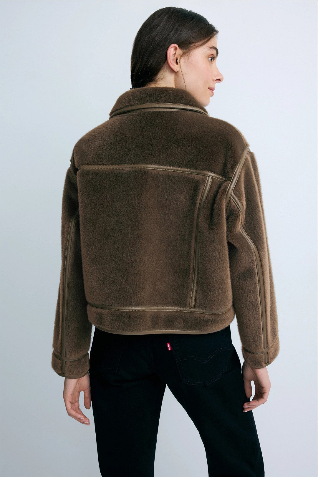 Green Monge Collarless Faux Fur Jacket by ZAPA 2