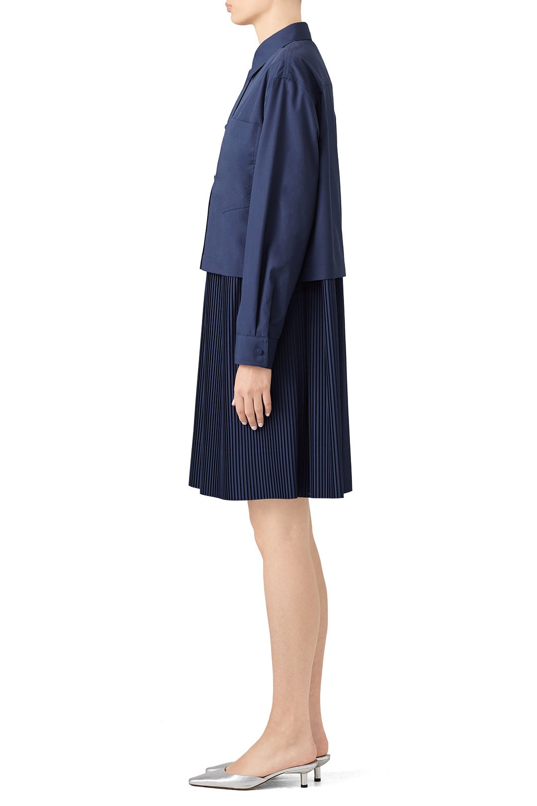 Navy Pleated Shirtdress by Cedric Charlier 1