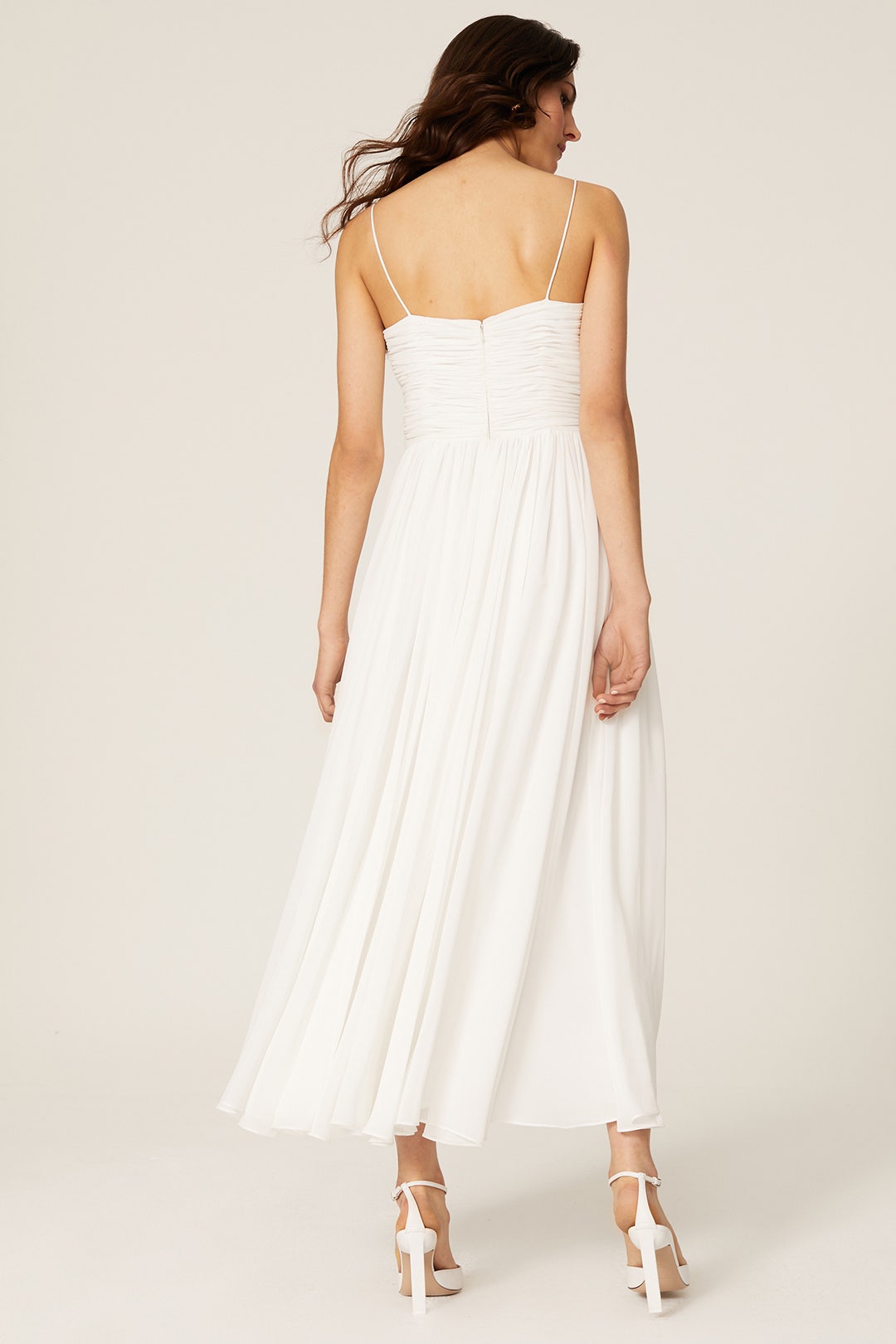 White Sleeveless Midi Dress by Ieena for Mac Duggal 2