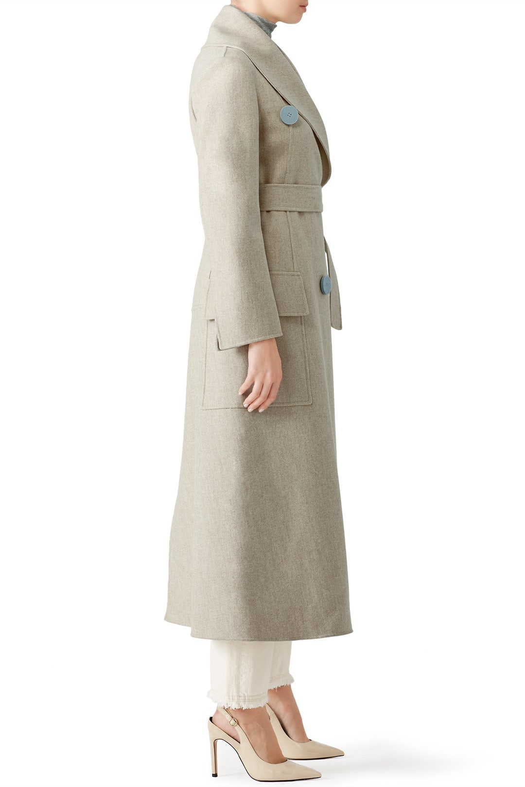 Beige Shawl Collar Coat by DEREK LAM 1