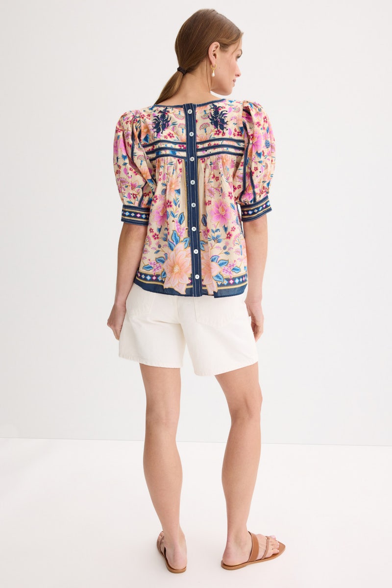Superbloom Tapestry Puff Sleeve Blouse by FARM Rio - Photo 2