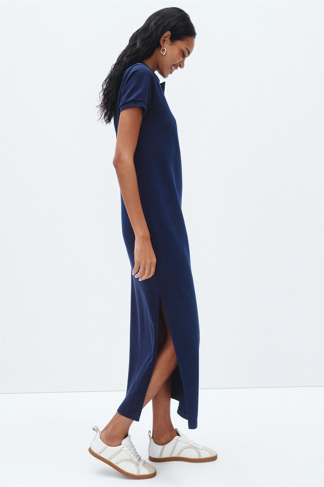Navy Short Sleeve Midi Dress by Polo Ralph Lauren | Rent the Runway