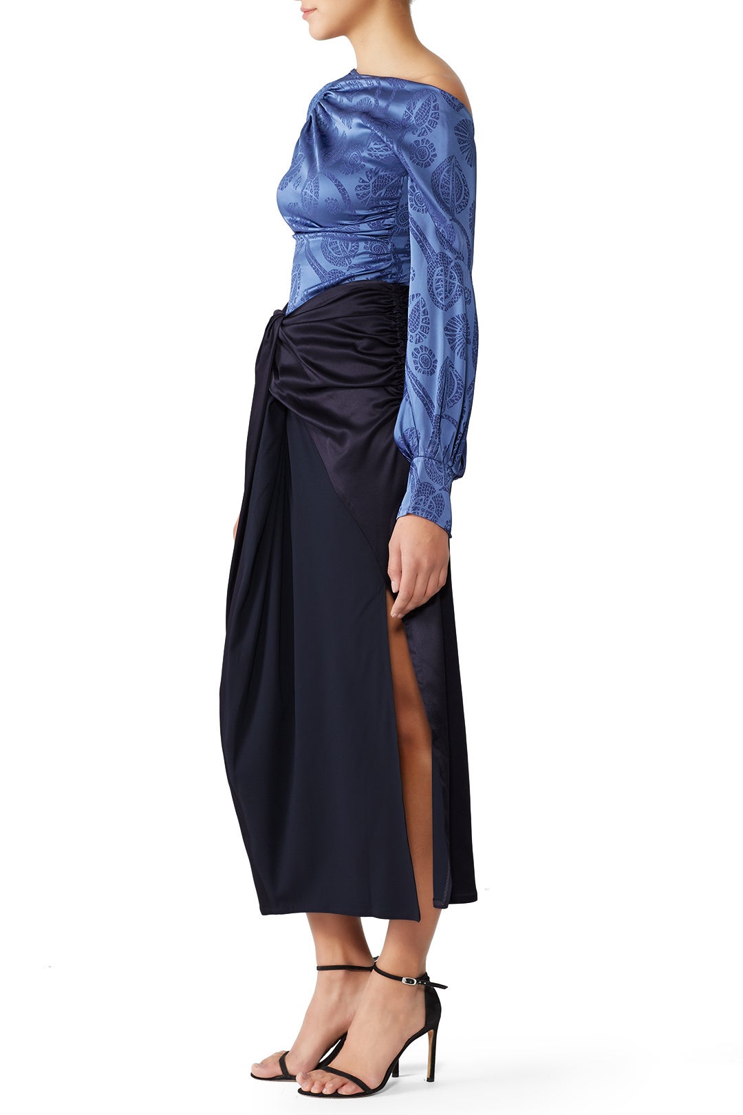 Navy Gathered Skirt by Sid Neigum 2