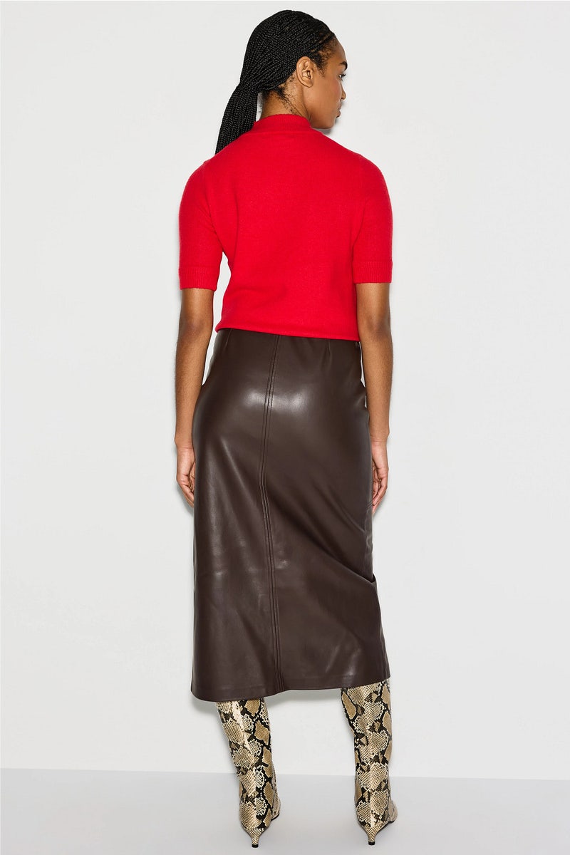 Kaia Faux Leather Midi Skirt by Fifteen Twenty - Photo 2