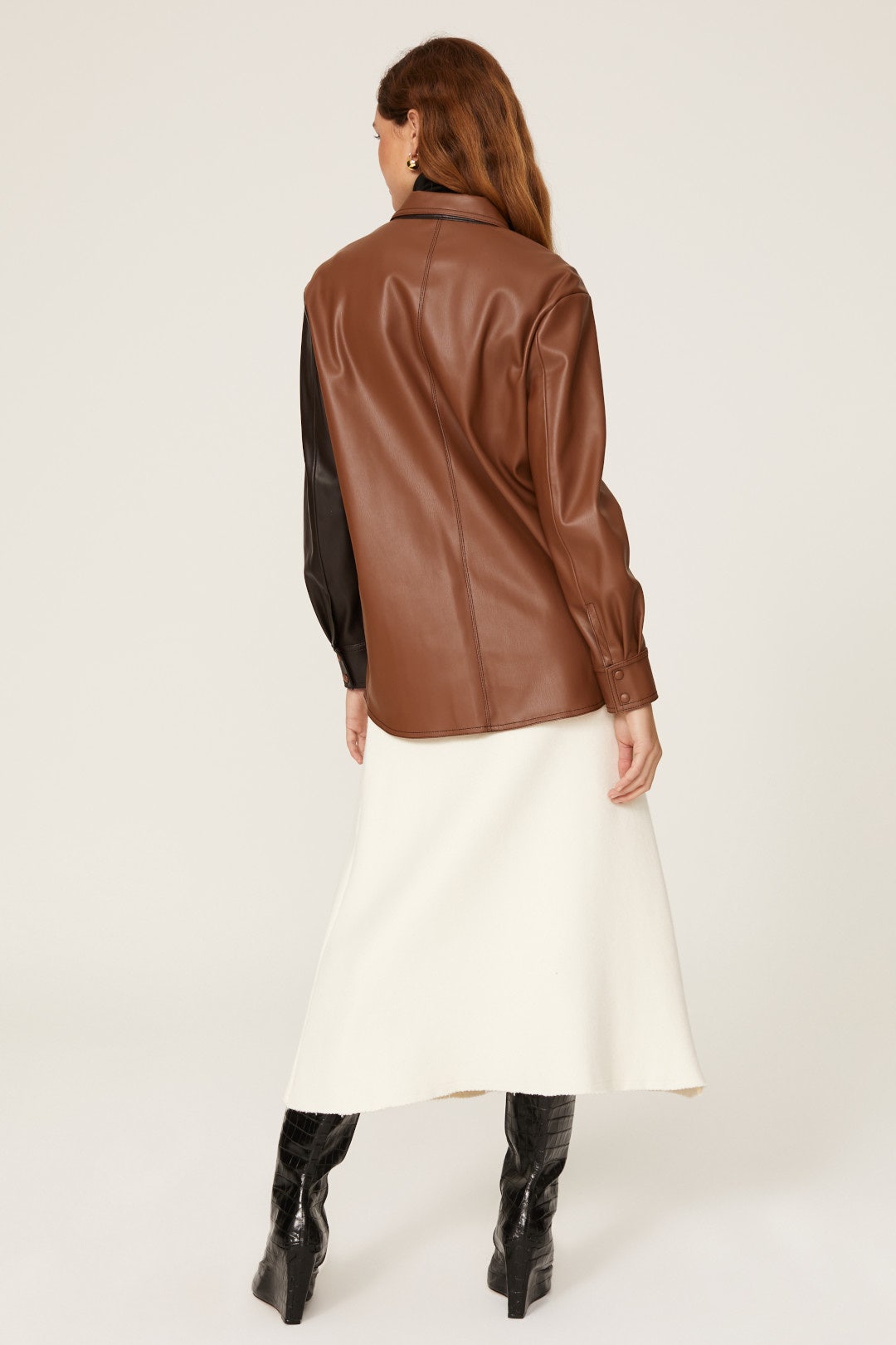 Faux Leather Patchwork Shirt by SFIZIO 2