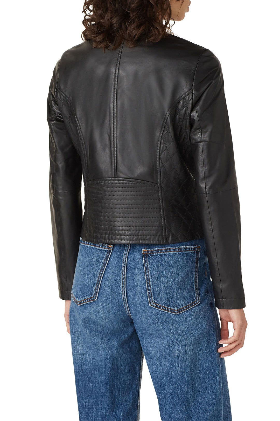 Quilted Panel Leather Jacket by Slate & Willow 2