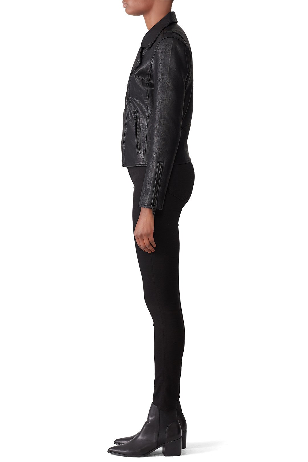 Black Faux Leather Moto Jacket by BLANKNYC 2