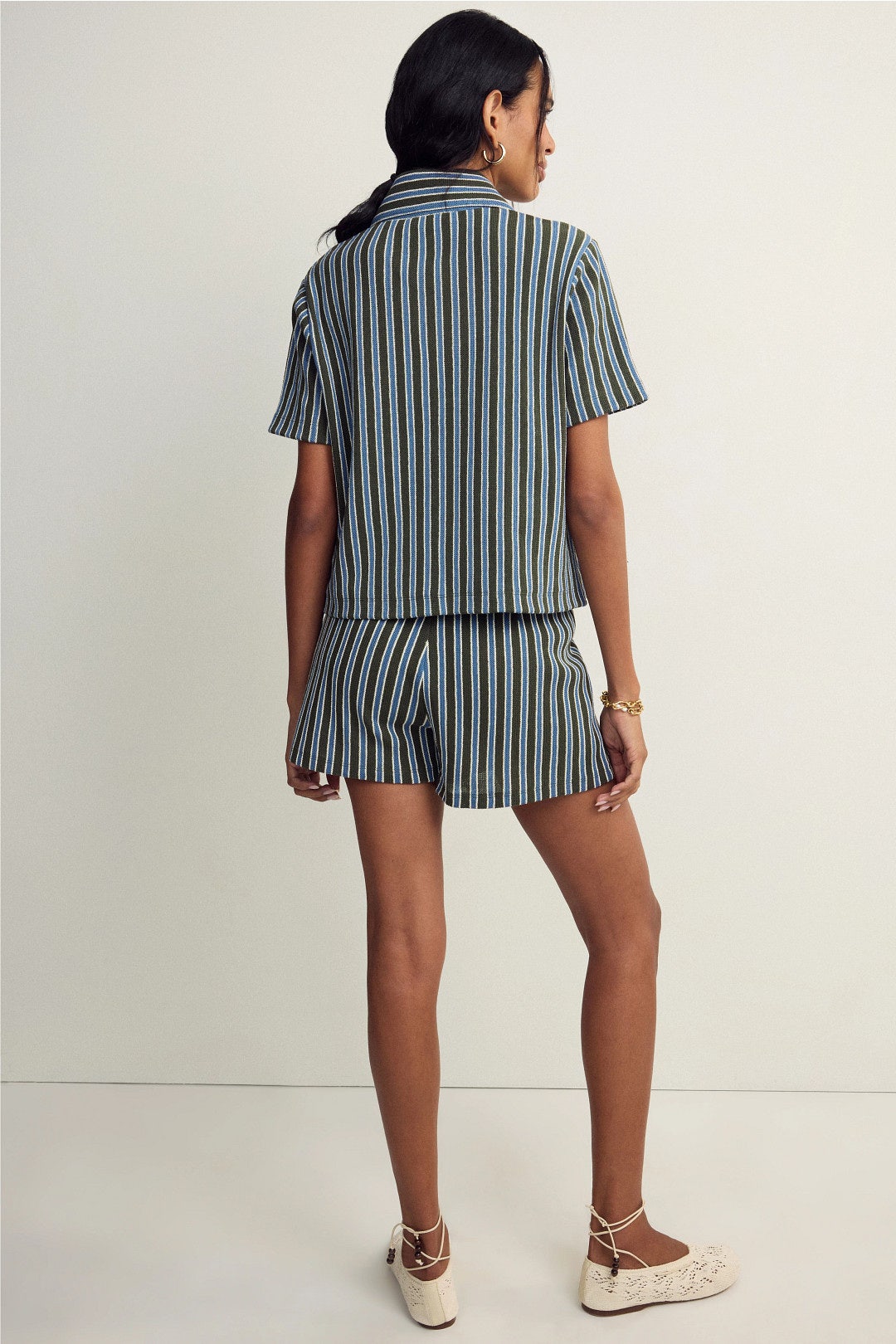 Kyan Striped Button Down Shirt by Veronica Beard 1