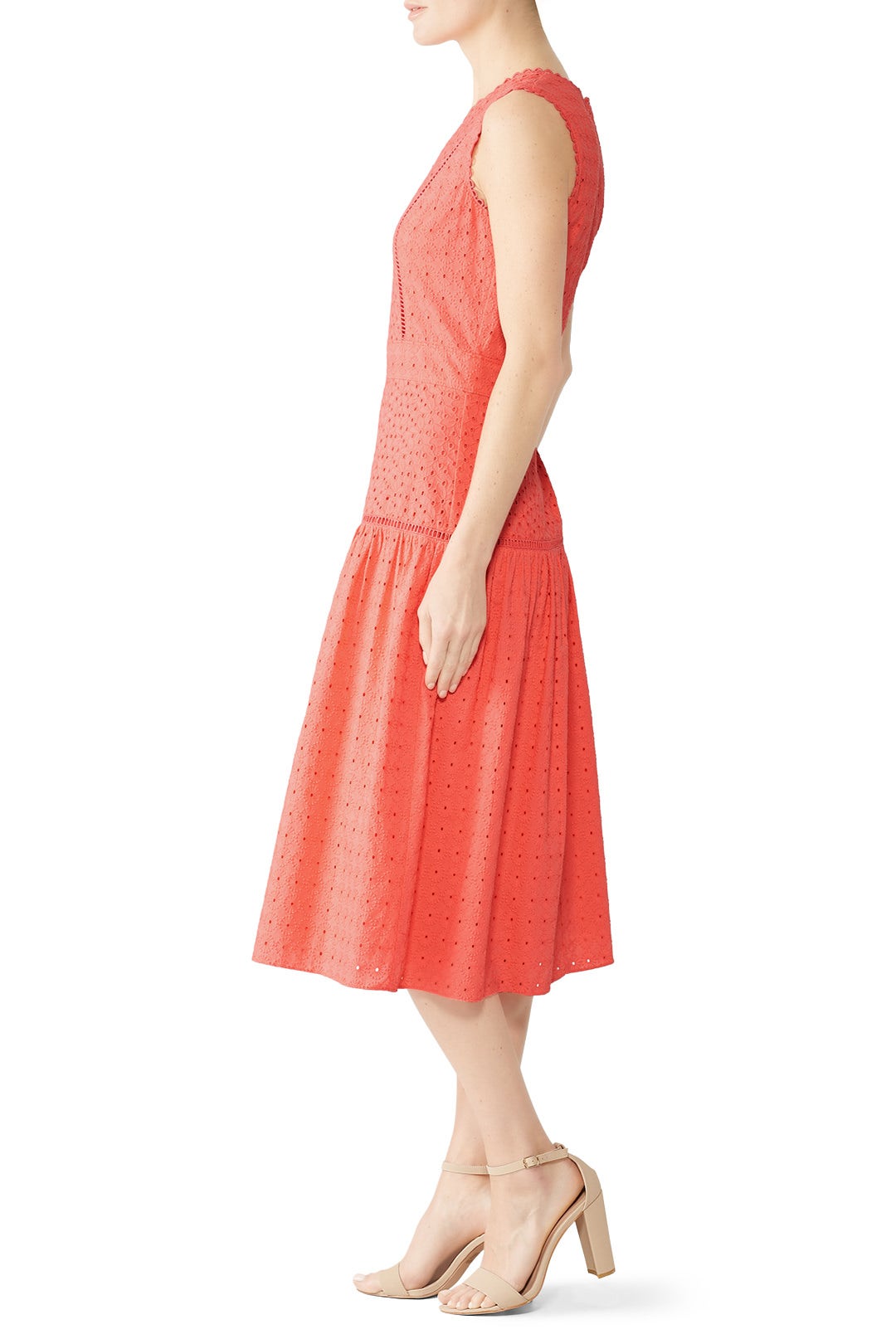 Coral Eyelet Midi Dress by Draper James | Rent the Runway Coral Eyelet Midi Dress by Draper James | Rent the Runway