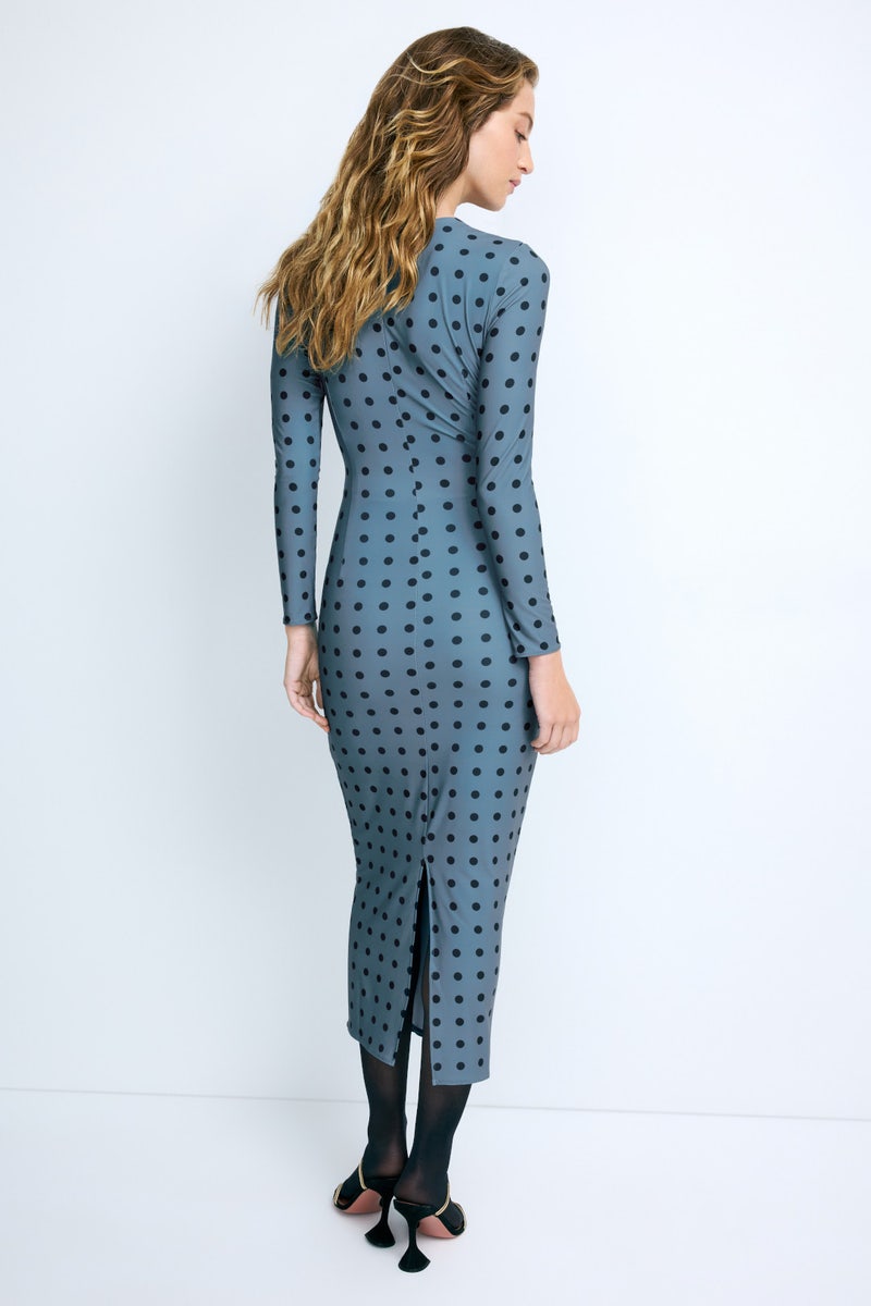 Polka Dot Draped Pencil Dress by ARIAS NEW YORK - Photo 2