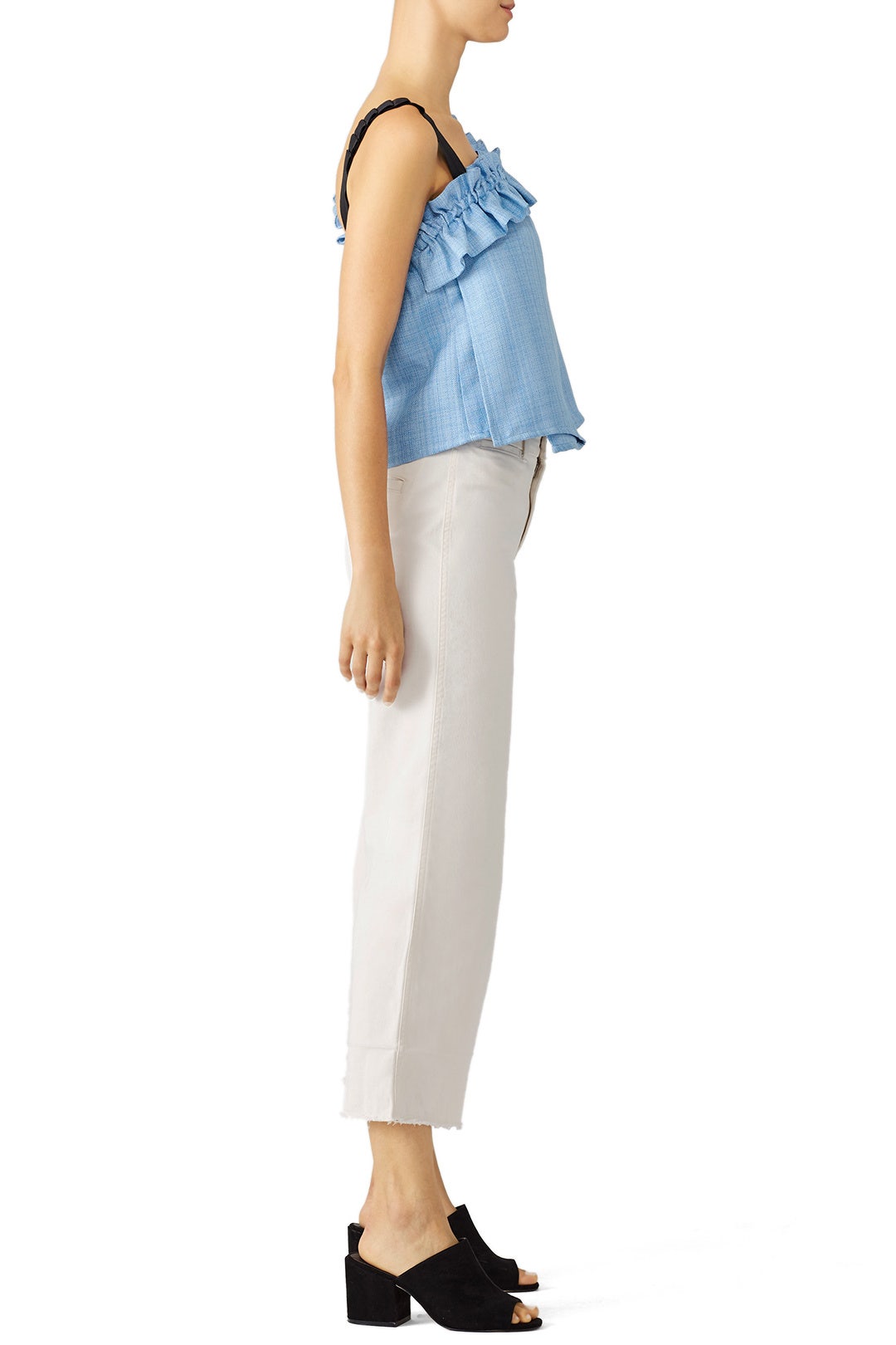 Blue Tao Cropped Ruffle Top by Slate & Willow 1