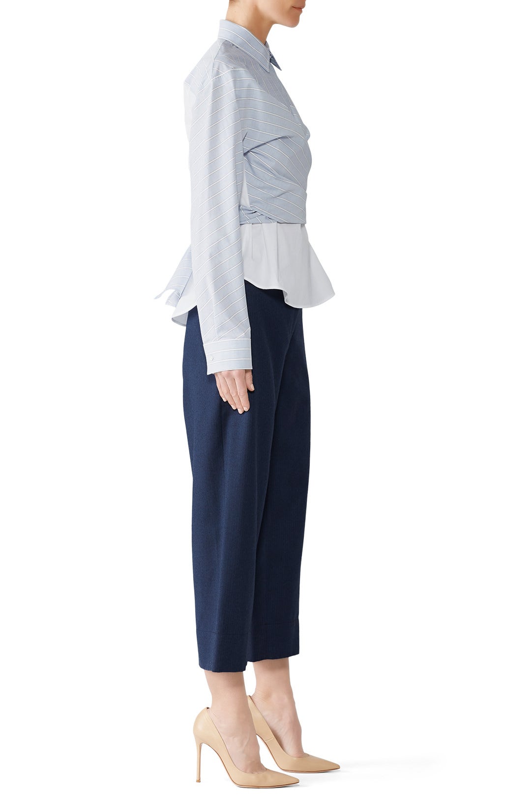 Wrap Front Stripe Blouse by Cedric Charlier 1