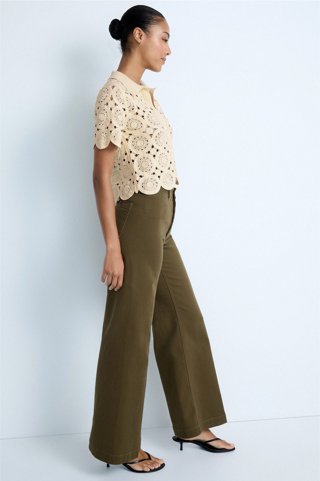 Crochet Short Sleeve Button Up by CeCe 1
