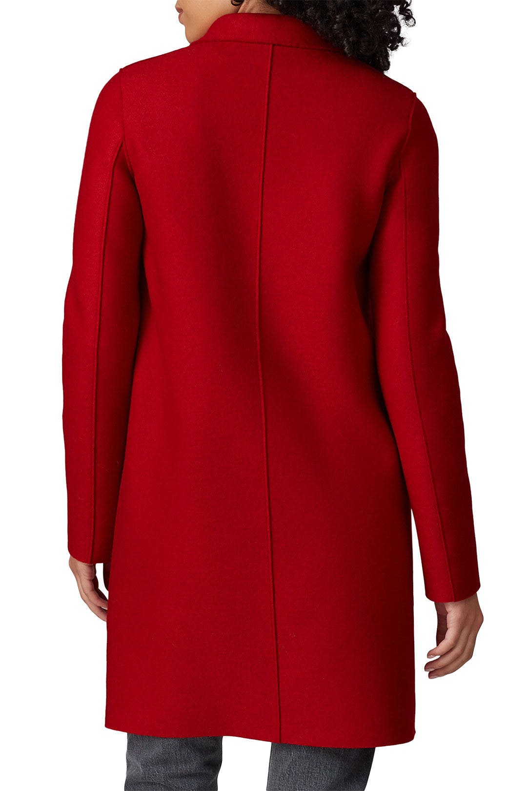 Red Boxy Wool Coat by Harris Wharf London 2