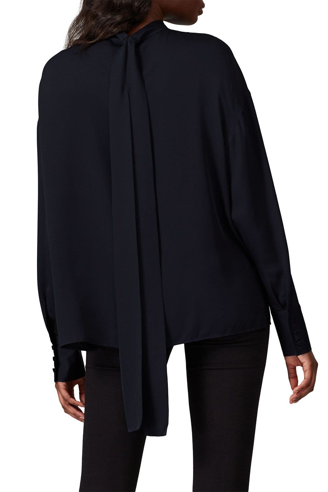 Navy Mock Neck Blouse by Jason Wu 1