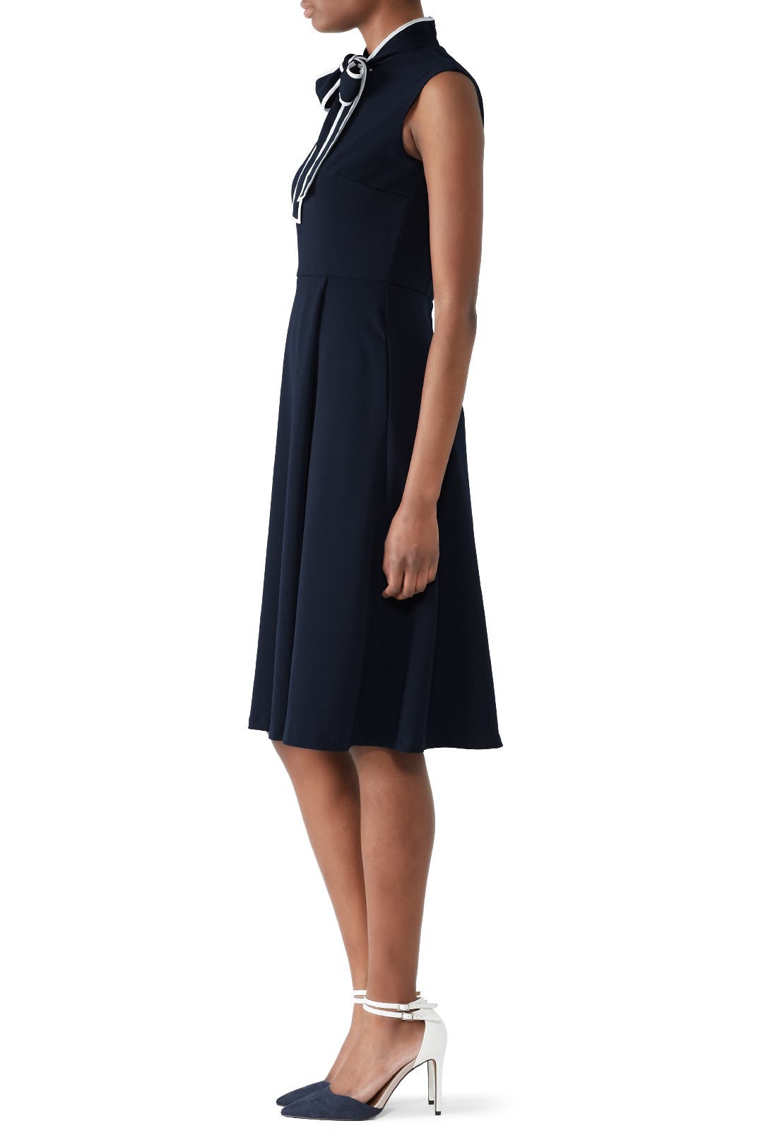 Navy Tie Neck Dress by Alexia Admor | Rent the Runway