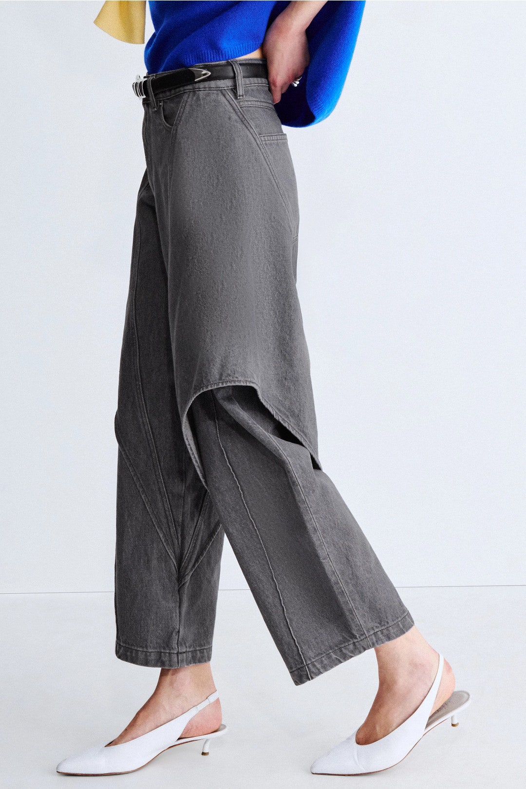 Grey Cropped Sculptural Jeans by JW Anderson 1