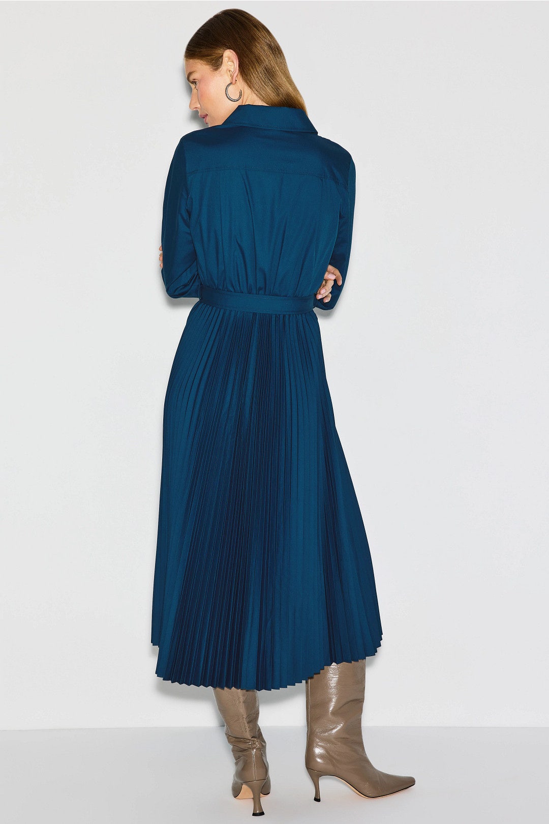 Blue Pleated Midi Shirt Dress by Derek Lam 10 Crosby x RTR 2