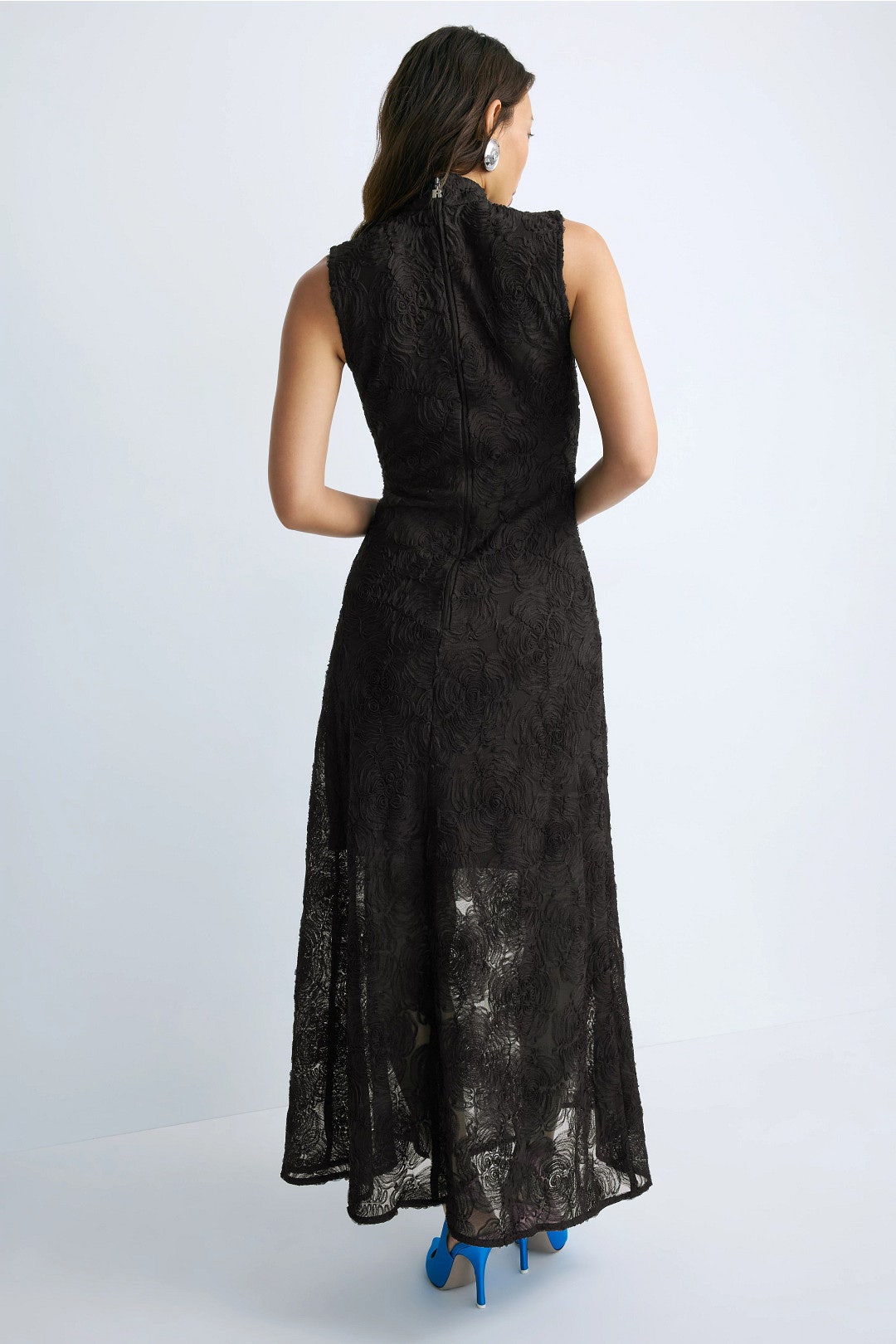 Black Flower Mesh Maxi Dress by ROTATE Birger Christensen 2