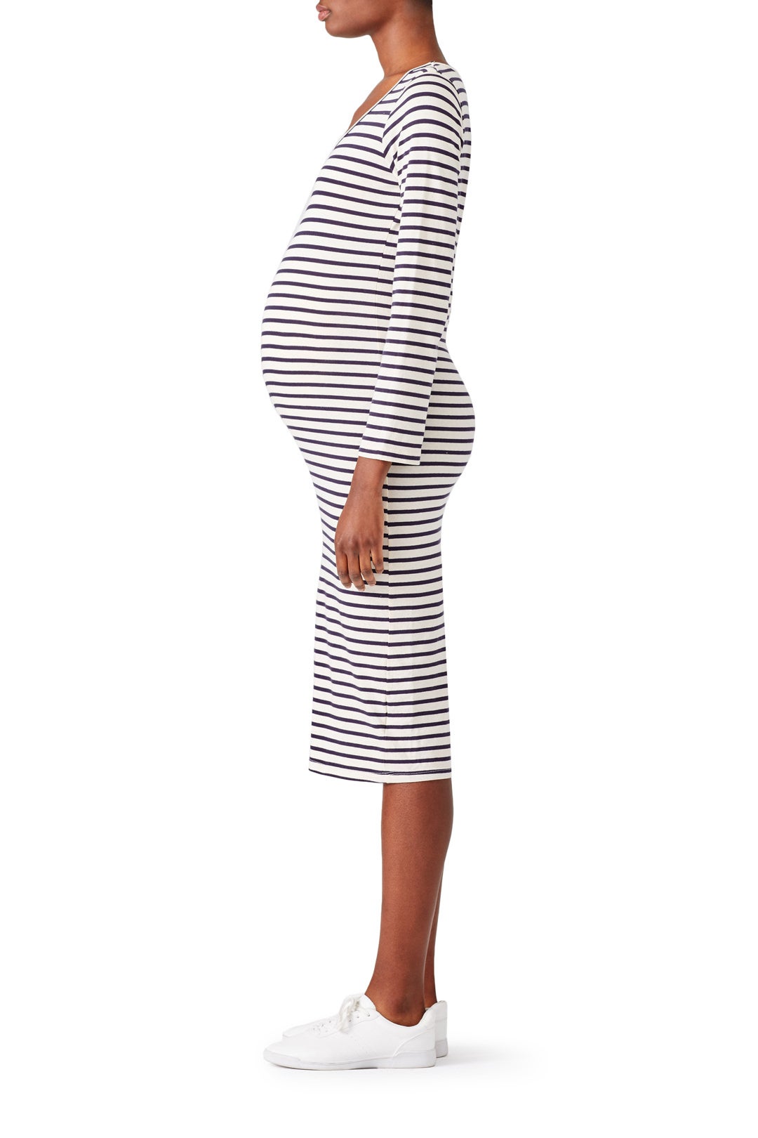 Stripe Sleeve Maternity Dress by MONROW 2