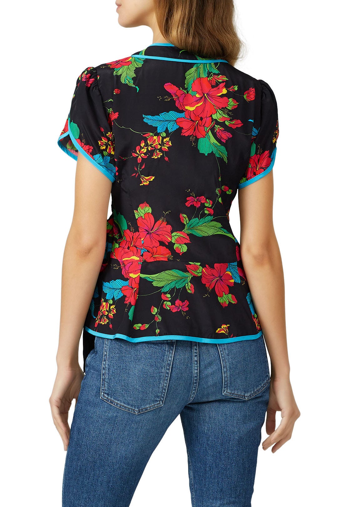 Black Floral Wrap Top by Nanette Lepore 2