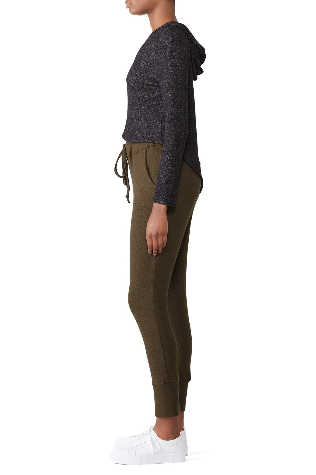 Olive Brushed Joggers by B Collection by Bobeau 2