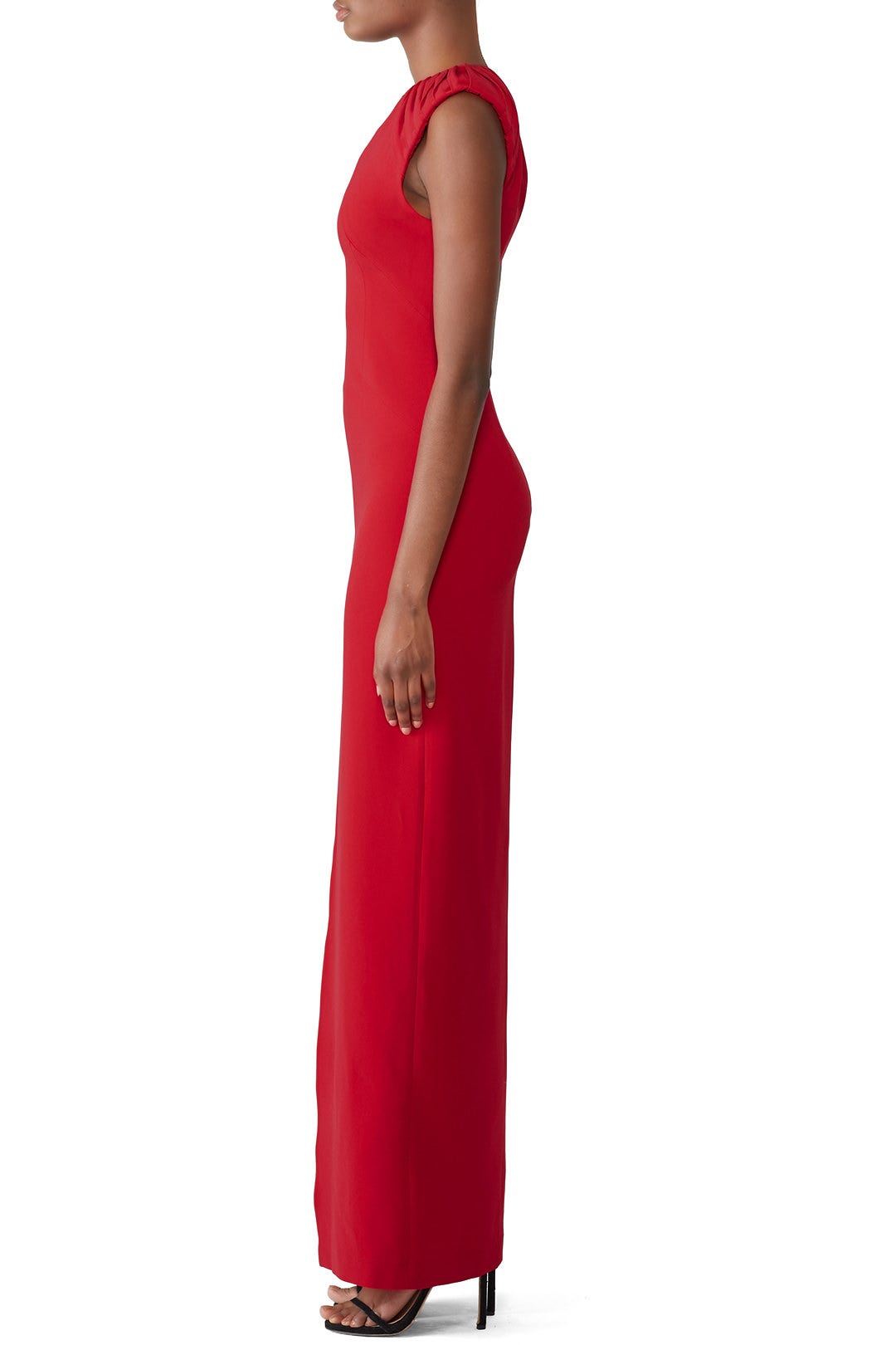 Red Front Slit Gown by HALSTON 2