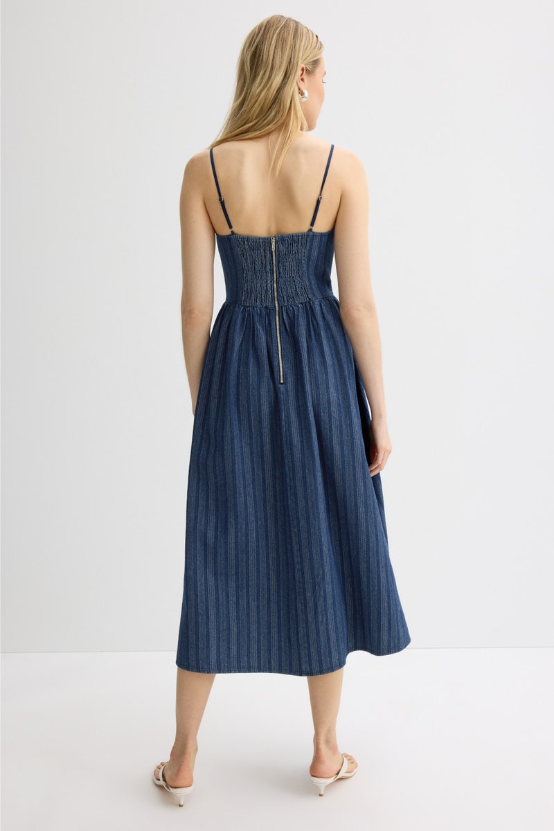 Strap Bow Detail Denim Midi Dress by Moon River - Photo 2