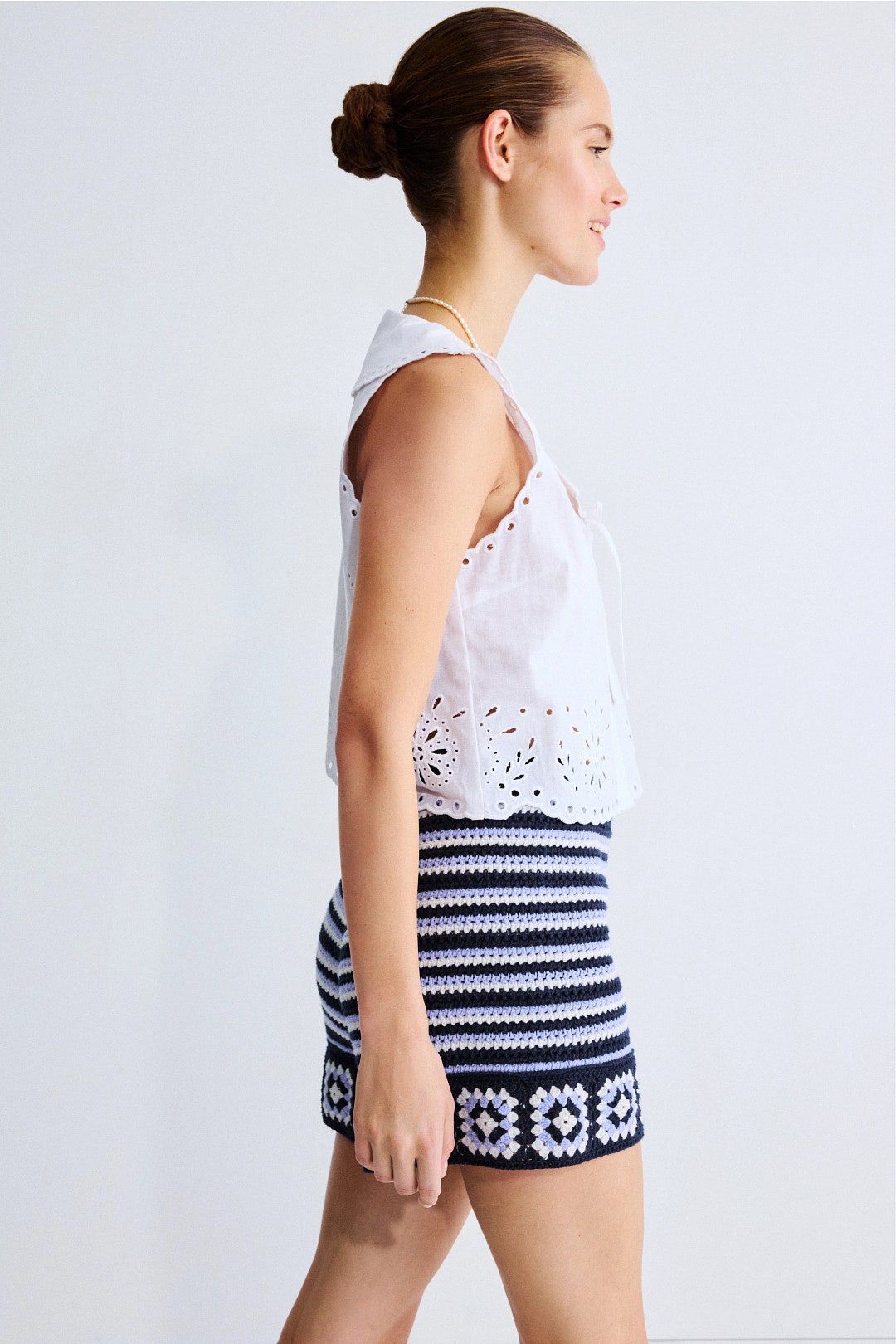 Stripe Crochet Scalloped Shorts by CeCe 1